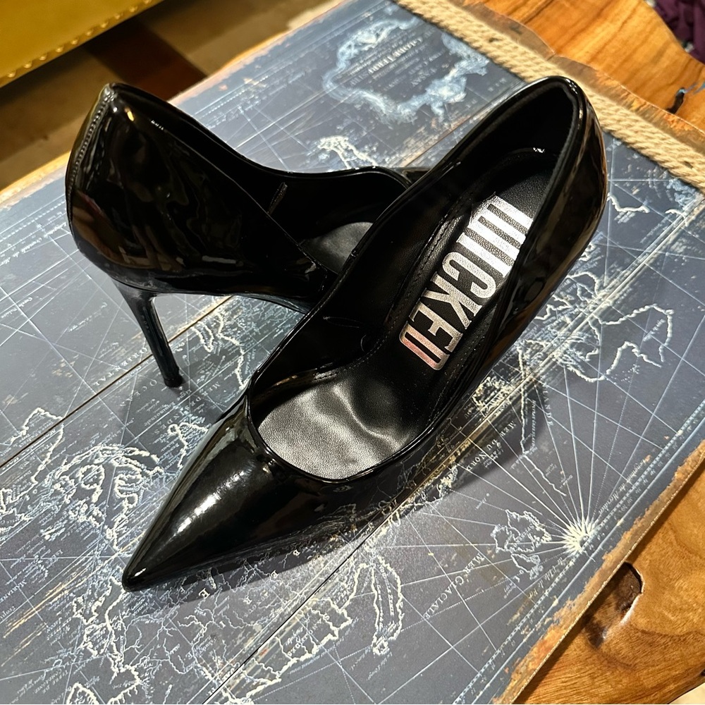 Wicked Black Patent Pointed-Toe Stiletto Heels – Size 8 NWOT